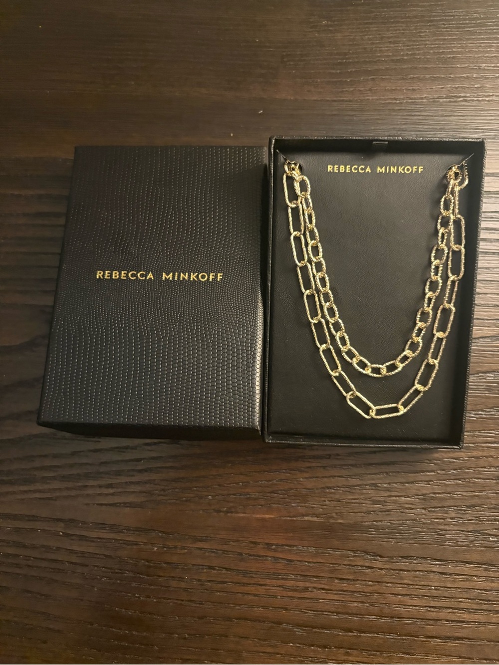 NEW Rebecca Minkoff Gold Layered Link Necklace Set
